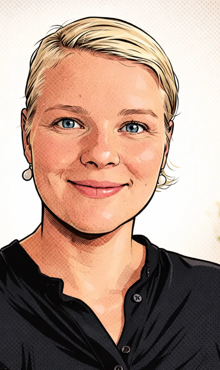 Portrait illustration of Kristina, co-founder of autark.berlin